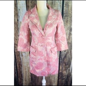 Banana Republic Pink Rose Embroidered Trench Coat